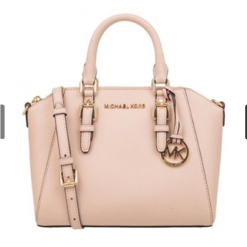 MICHAEL KORS CIARA 35S8GC6M2L MEDIUM MESSENGER LEATHER BAG IN POWDER BLUSH
